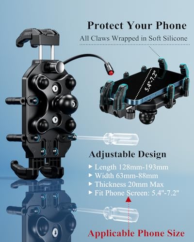 Motorcycle Phone Mount with 15W Wireless Charger & USB-C O99252