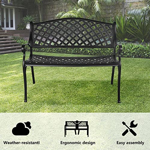 Black Cast Aluminum Bench P390812