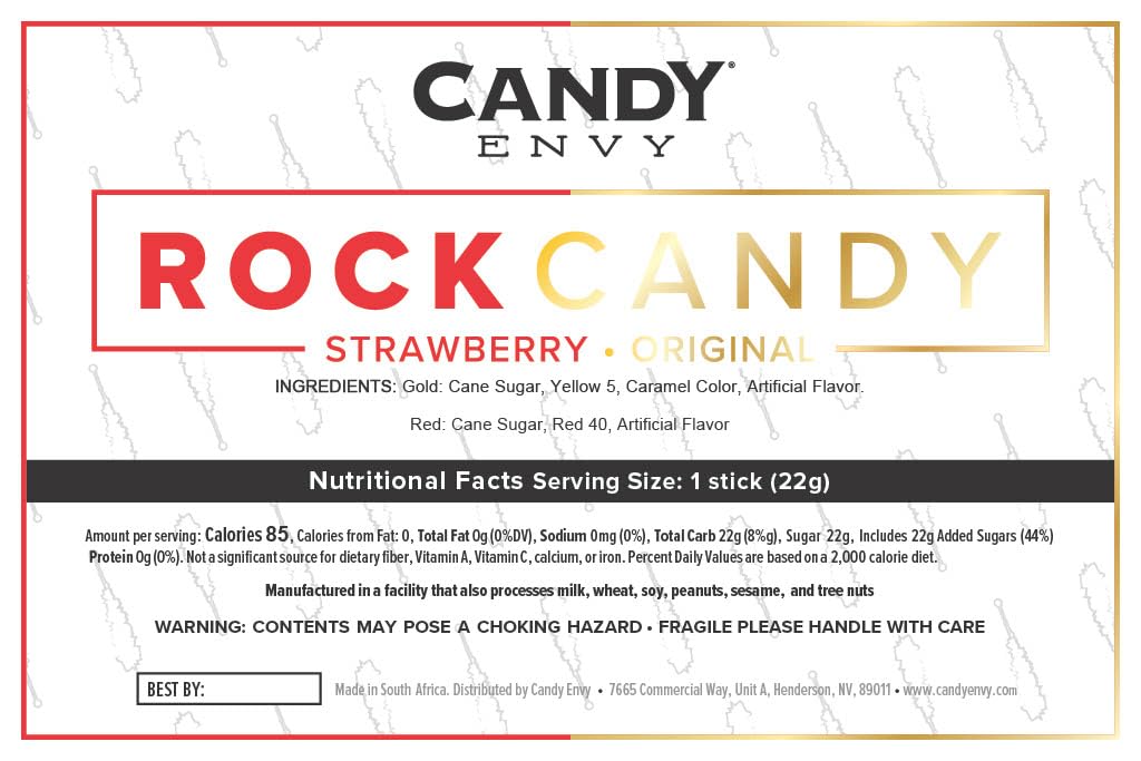 24 Individually Wrapped Gold and Red Rock Candy Sugar Sticks E176