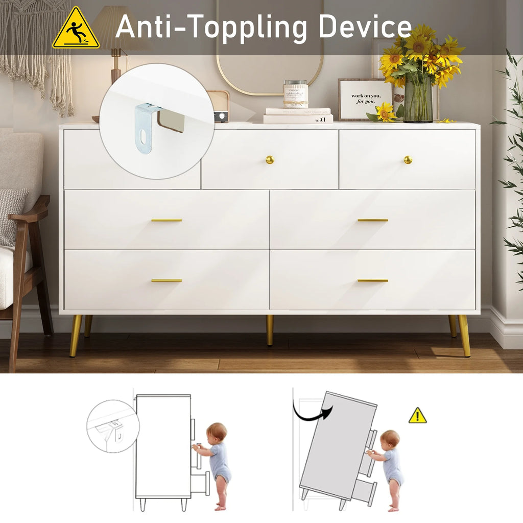 White 7 Drawer Wood Dresser Z16037