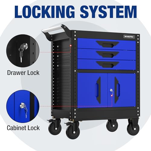 27.5 Inch 3-Drawer Rolling Steel Tool Chest with Wheels W77574