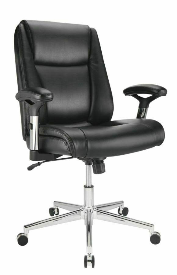 Bonded Leather Mid-Back Manager Chair, Black/Silver H767677