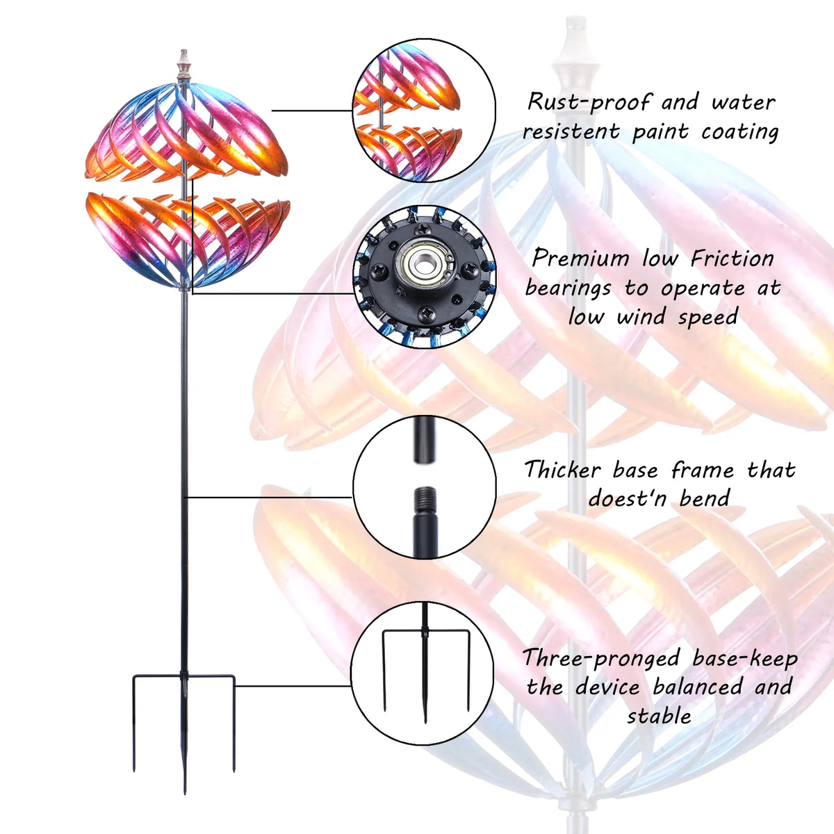 6.5FT Metal Kinetic Wind Spinner I8931