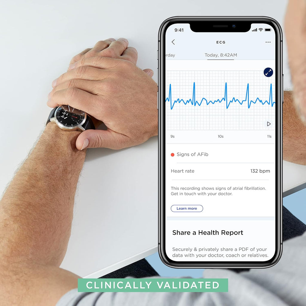 Hybrid Smartwatch with ECG, Heart Rate Sensor and Oximeter (White, 42mm) I825