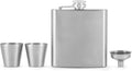 Silver Stainless Steel Flask and Shot Glass Set of 3 Z153