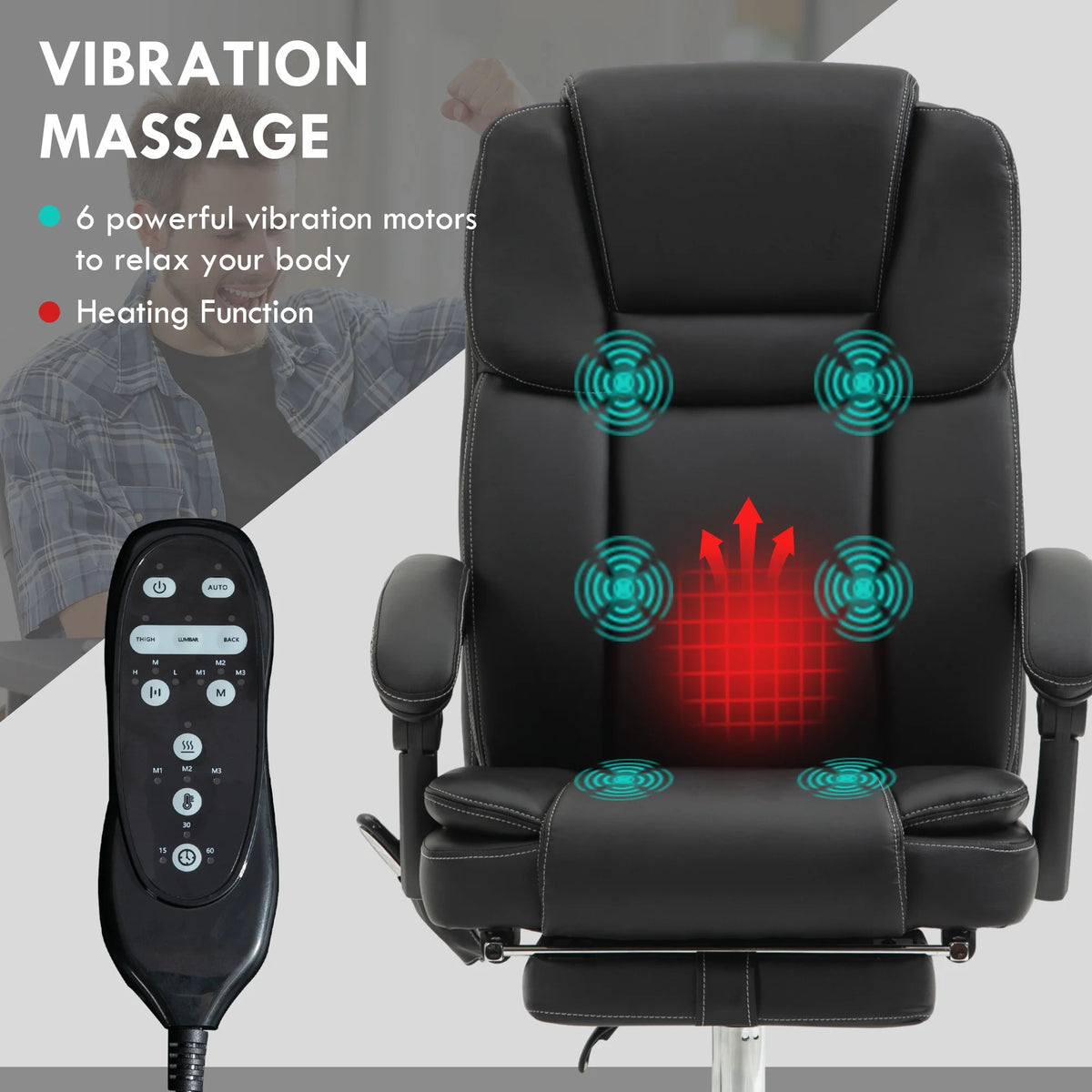 Black PU Leather Massage Office Chair with Heat W235