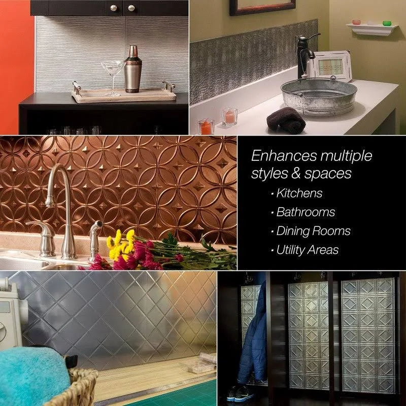 Silver Metal Backsplash Panel 15 Sq ft Kit V532