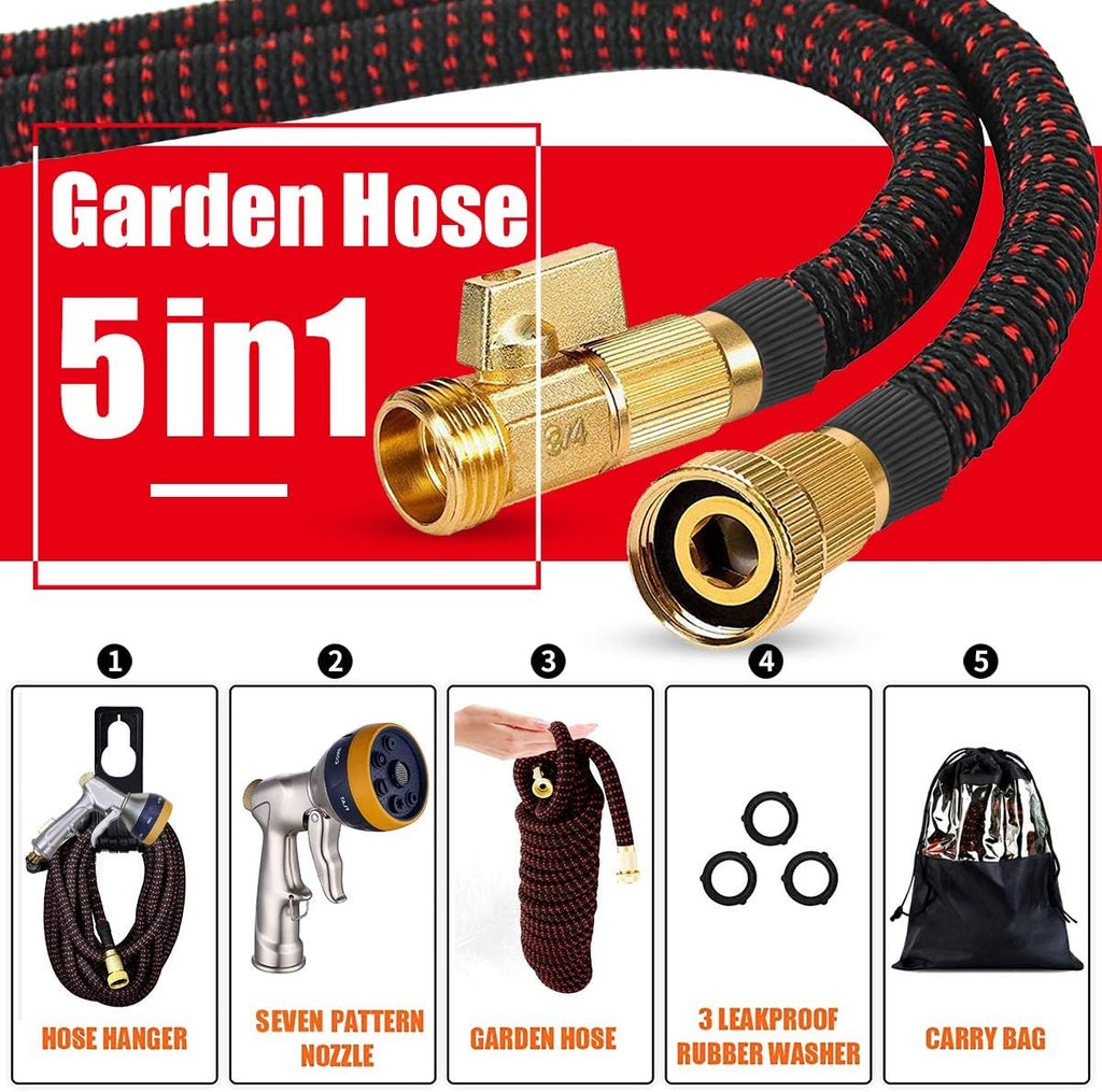 Expandable Garden Hose 100 ft with Brass Connectors Spray Nozzle Pack of 2 M791