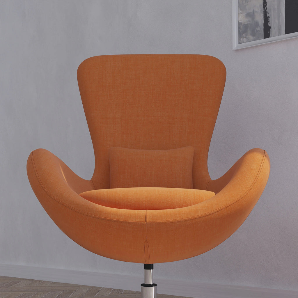 Orange Fabric Upholstered Swivel Lounge Chair L8845