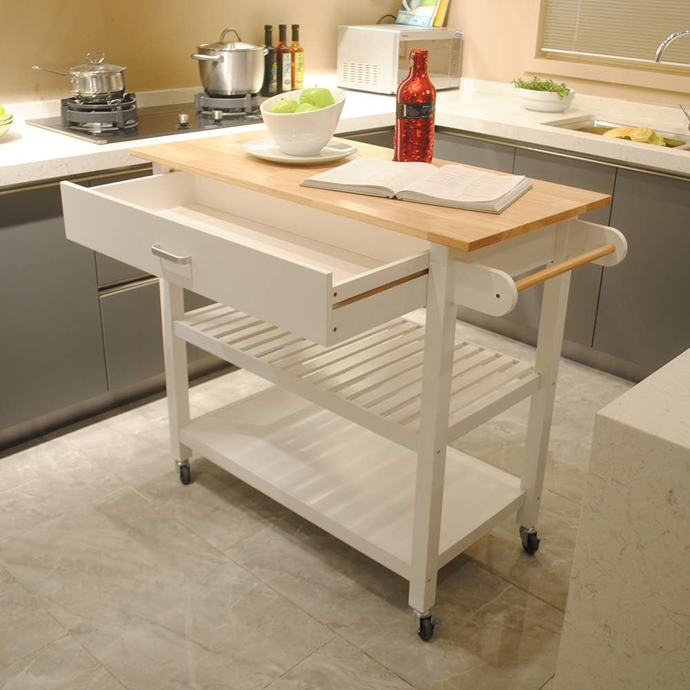 Kitchen Island Cart on Wheels with 2 Drawers and 2 Shelves K526847