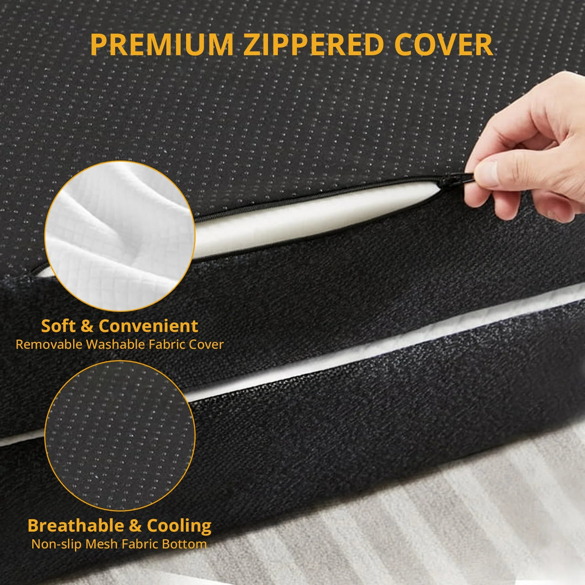 4 inches Folding Single Size Memory Foam Mattress with Cover Z44999