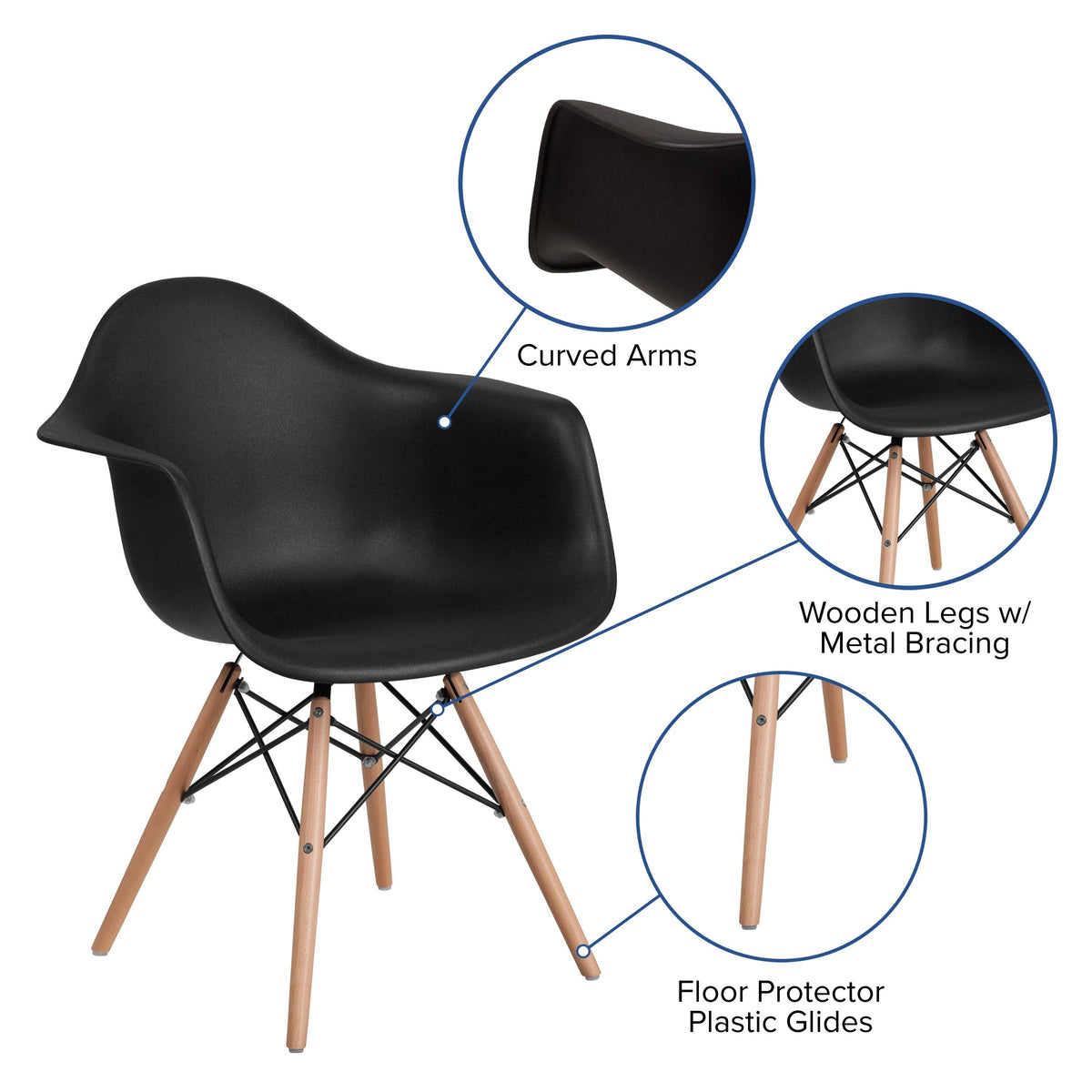 Navy Plastic Arm Chair Z49110