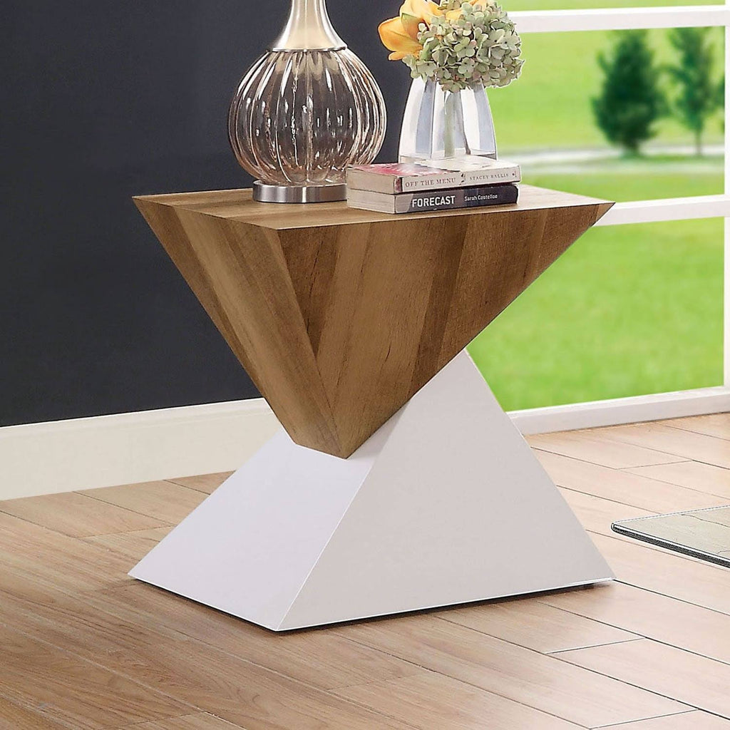 Brown Geometric End Table I24245