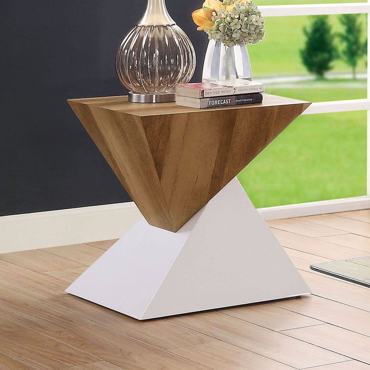 Brown Geometric End Table I24245