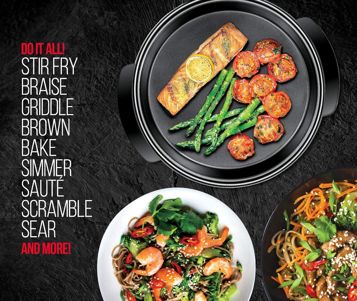 12 Inch Non Stick Electric Skillet with Glass Lid P4414