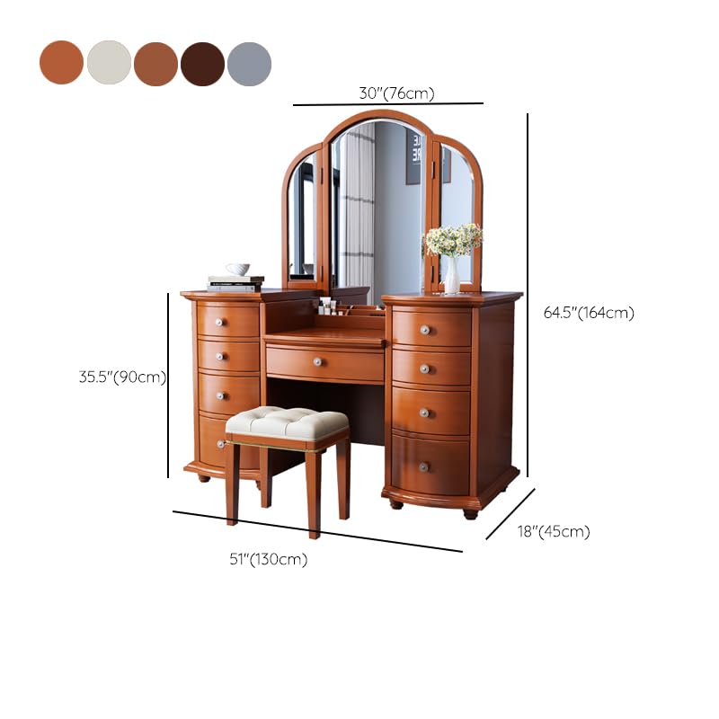 9 Drawer Vanity Table and Stool Set with LED Light U175994