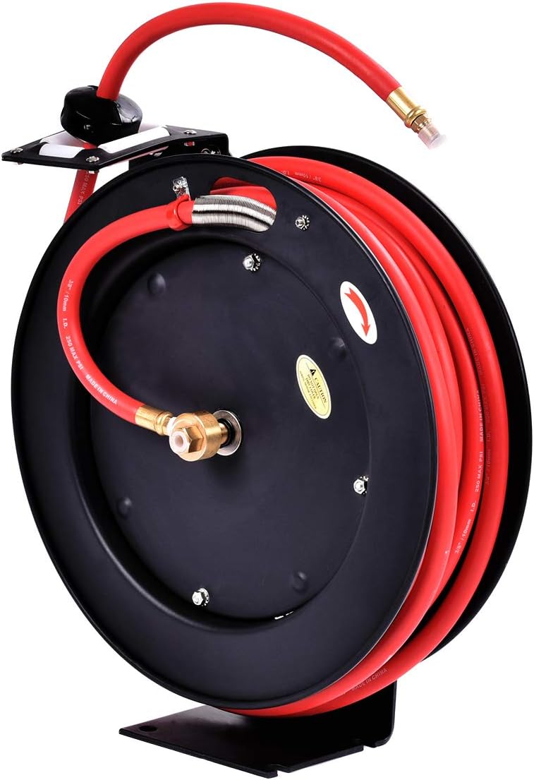 3/8" x 25' Wall Mount Steel Air Hose Reel, 300 PSI, Pack of 2 I35707