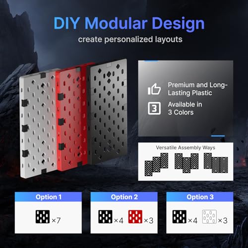 Black & Red 7pcs Pegboard Controller and Headphone Holder Wall Mount Y130120