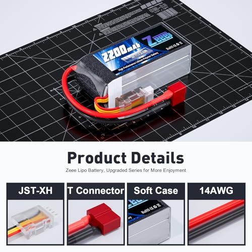 3S Lipo Battery 2200mAh 11.1V 50C Shorty Pack with T Connector (2 Pack) N362