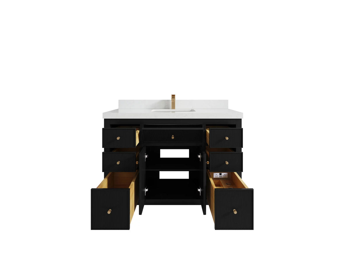 Black Free Standing Single Sink Bathroom Vanity C527909