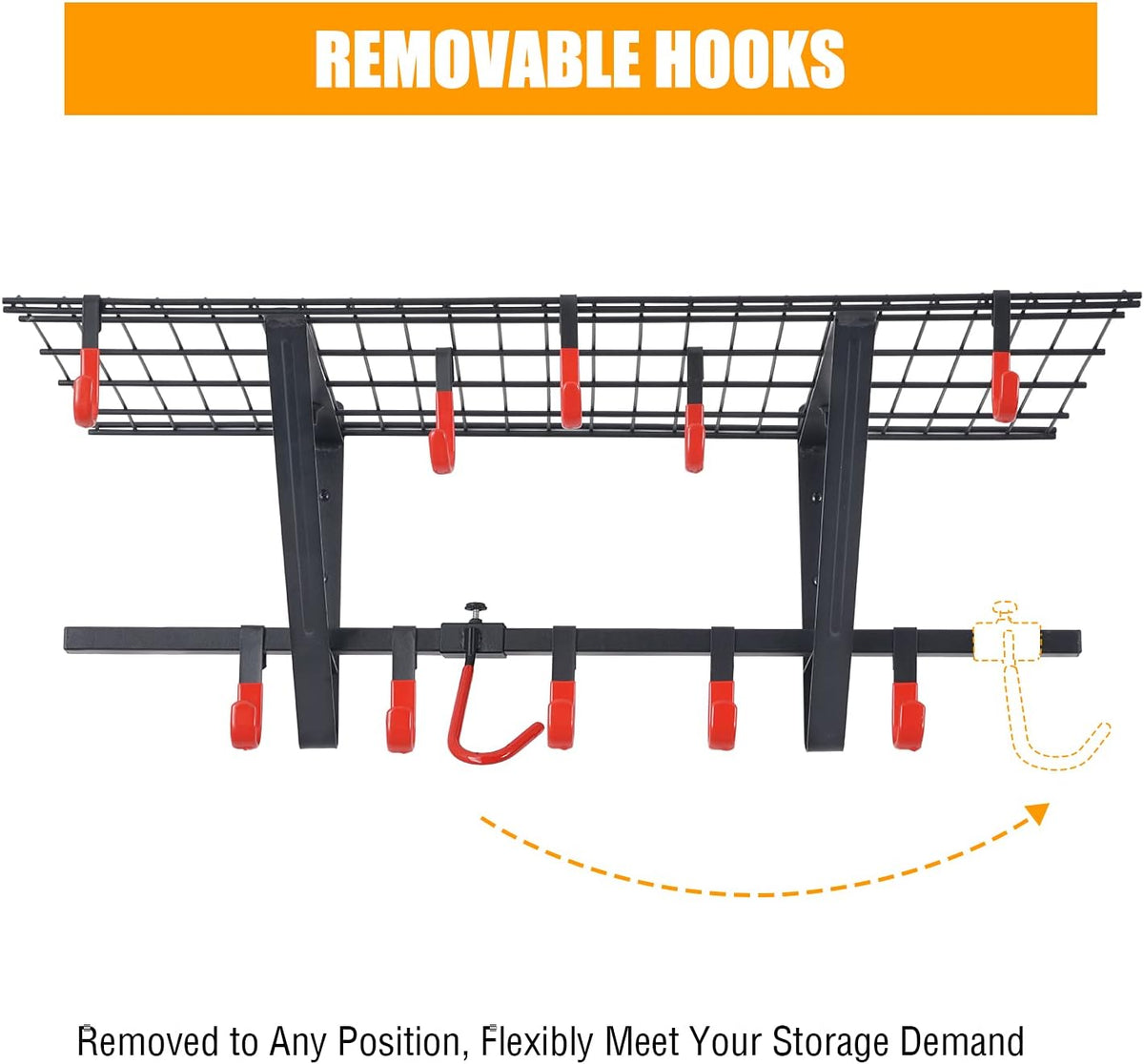 2-Pack Powder Coated Steel Garage Wall Shelving with Bike Hooks W28258