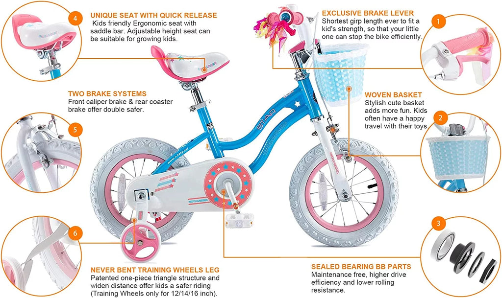 20 Inch Kids Bike with Kickstand Basket Blue B3550
