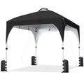 Black 10×10ft Canopy Tent with 17 Solar LED Lights Q6953