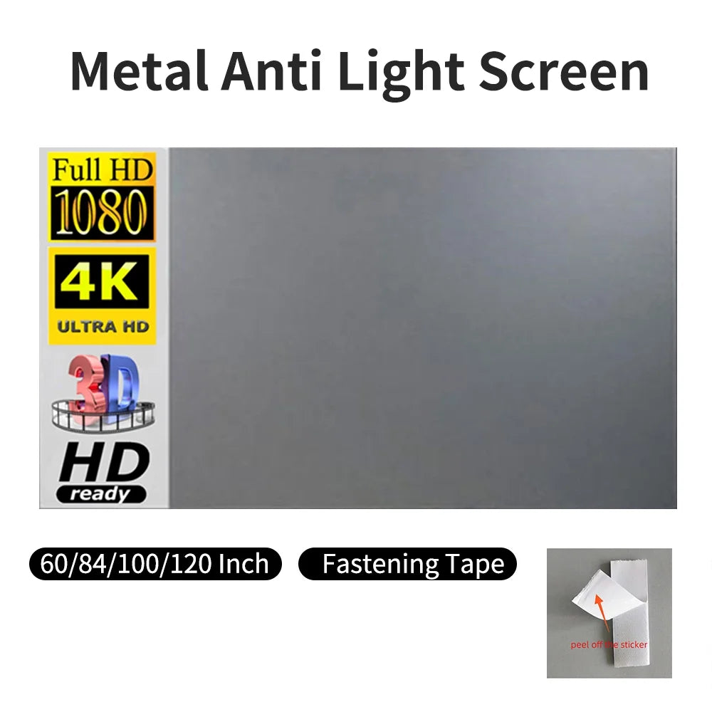 100 Inch Portable Metal Projector Screen 16:9 Foldable Projection Screen D4878