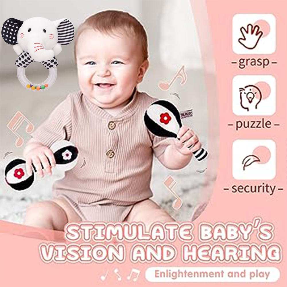 3PCS Soft High Contrast Black and White Baby Rattles O1286