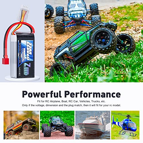 3S Lipo Battery 2200mAh 11.1V 50C Shorty Pack with T Connector (2 Pack) N362