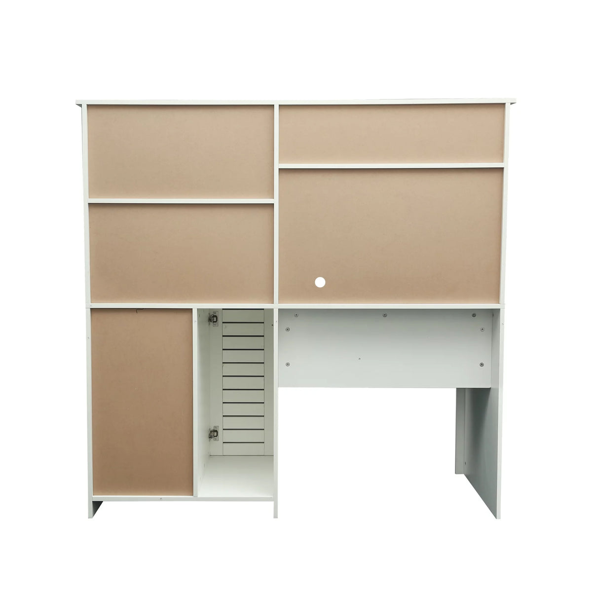 Antiqued White Computer Desk With Hutch And Keyboard Drawer E800865