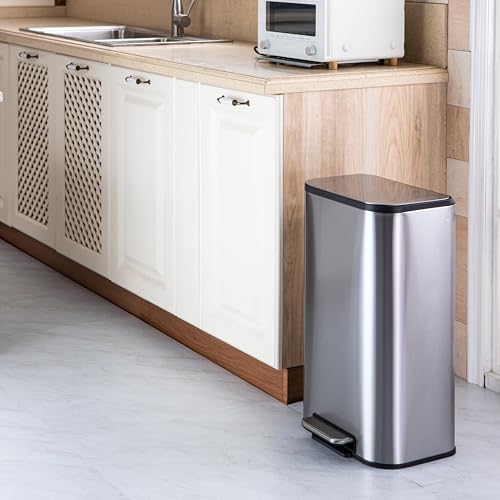 13 Gallon Stainless Steel Step Trash Can with Soft Close Lid N4161