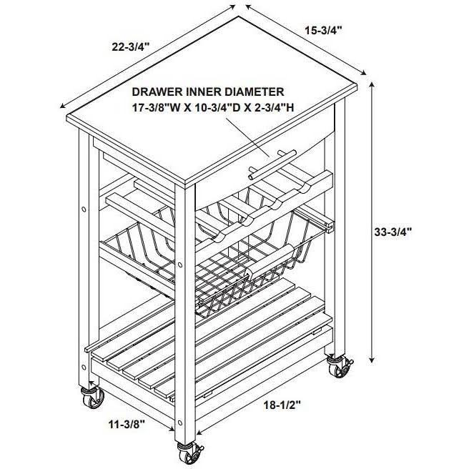 Gray Wood and Stainless Steel Kitchen Cart X3610