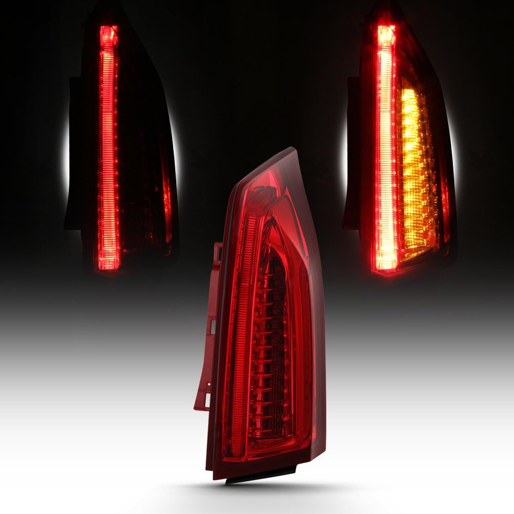 2013-2018 Cadillac ATS Full LED Tail Light Chrome Housing Red Clear Lens U3197