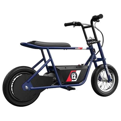 Dark Blue Electric Retro Minibike with 250W Motor, 12 Inch Tires, 24V Battery Y587