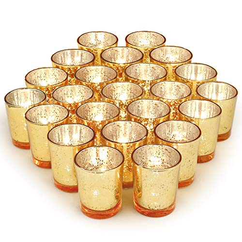 72pcs Mercury Glass Gold Votive Candle Holders L13600