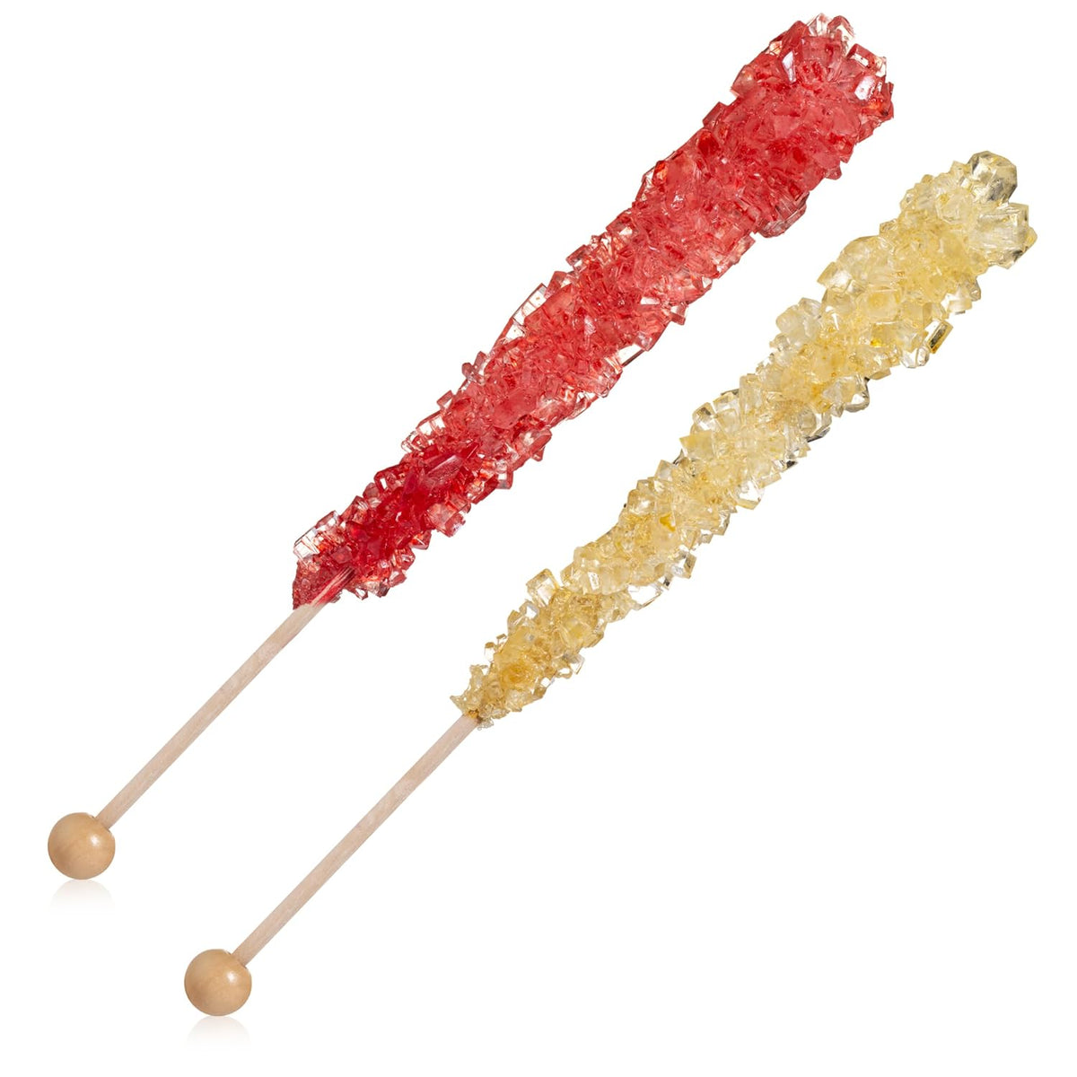 24 Individually Wrapped Gold and Red Rock Candy Sugar Sticks E176