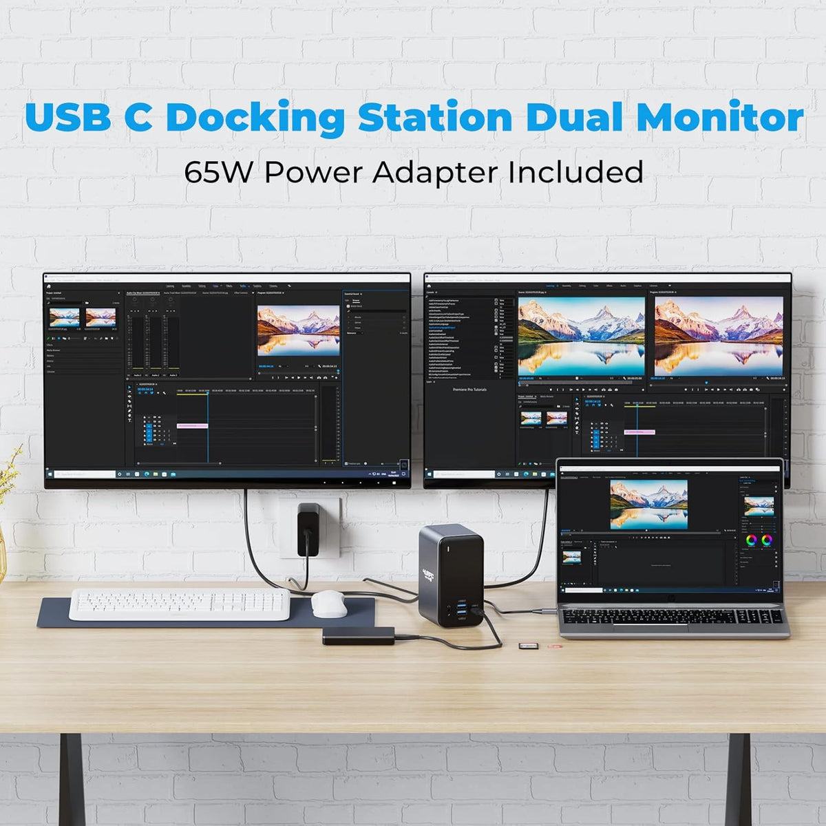 15-in-1 USB C Docking Station with Dual HDMI, VGA, USB, RJ45 V605