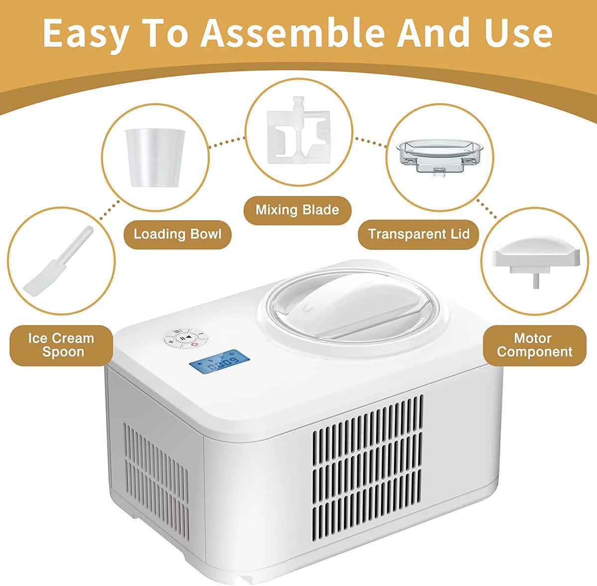 1.5qt Electric Ice Cream Maker with Compressor I519