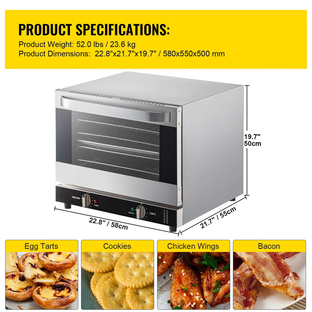 Commercial Convection Oven, 66L, 1800W, 4-Tier P5810