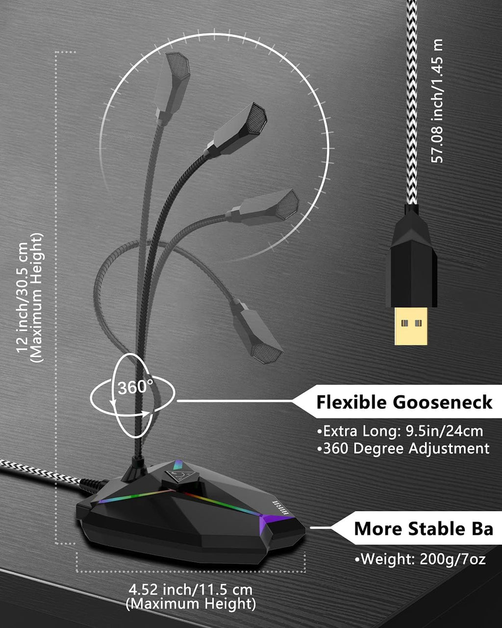 USB Condenser Computer Microphone with Mute Button Pack of 2 G153