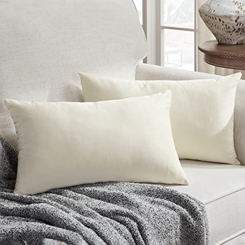White Velvet Throw Pillow Covers Pack of 2, 22x22 E77936
