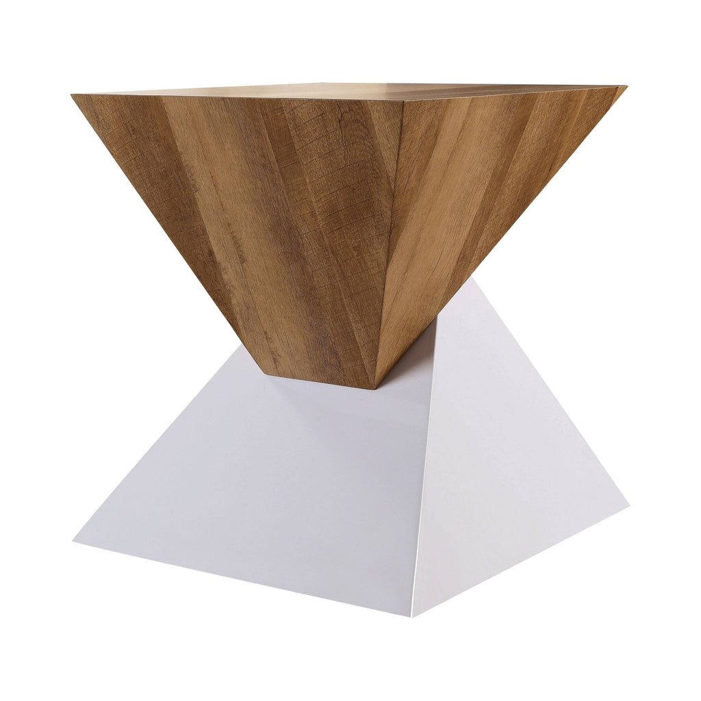 Brown Geometric End Table I24245