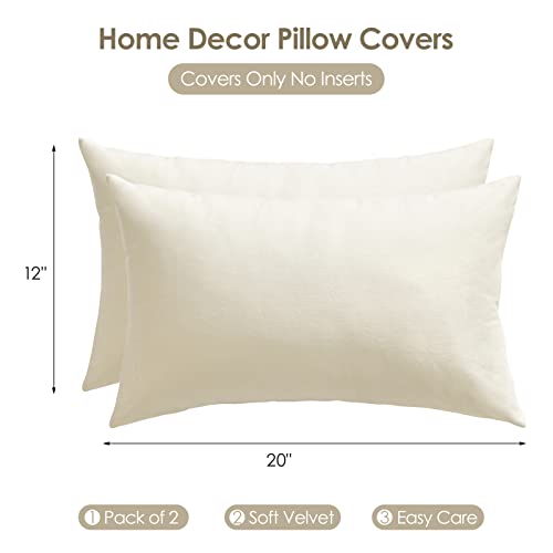 White Velvet Throw Pillow Covers Pack of 2, 22x22 E77936