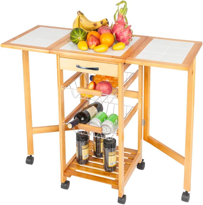Kitchen Island Cart on Wheels with 2 Drawers and 2 Shelves K526847