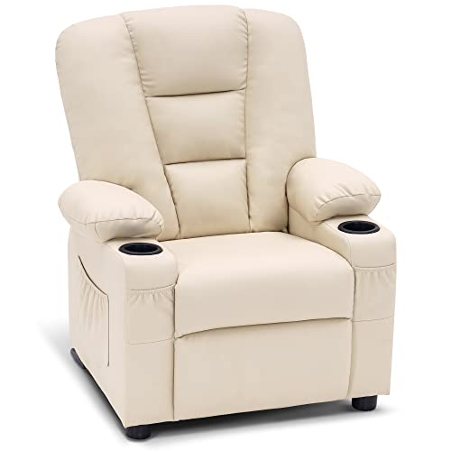 Dark Grey Faux Leather Recliner Chair with Cup Holders E920781