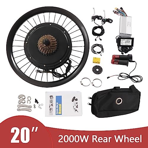 72V 2000W 560rpm Rear Wheel Electric Bike Conversion Kit with LCD Display for 20-inch Bicycles O79038