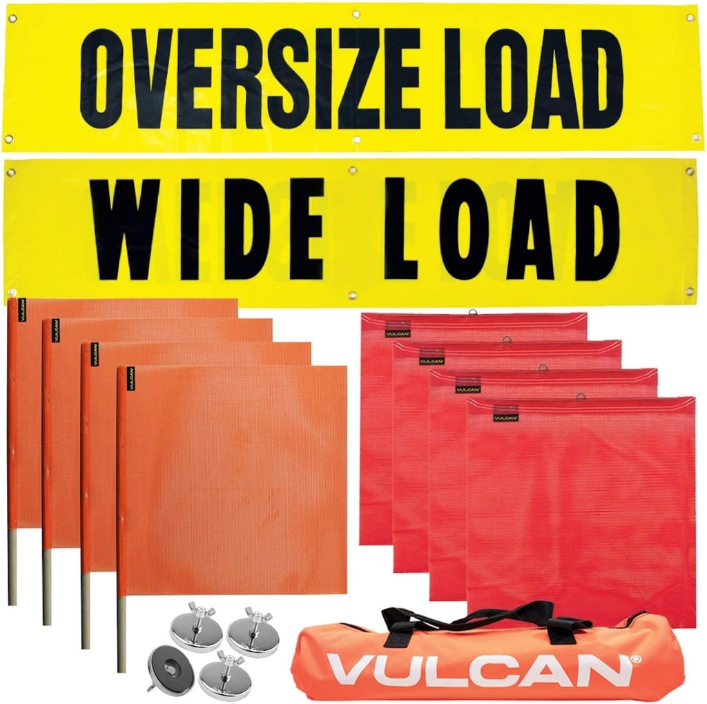 Flags, Signs, and Magnets Kit with 2 Reversible Oversize Load Signs, 4 Red Flags, 4 Orange Flags, and 4 Magnets R744