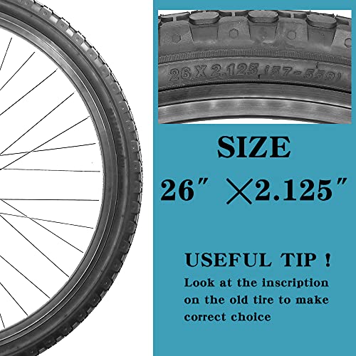 2 Pack 26" x 2.125" Beach Cruiser Bike Tires Black Wall/White Side Wall C745