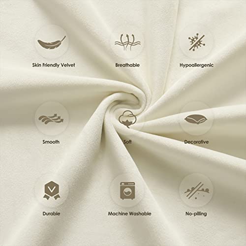 White Velvet Throw Pillow Covers Pack of 2, 22x22 E77936
